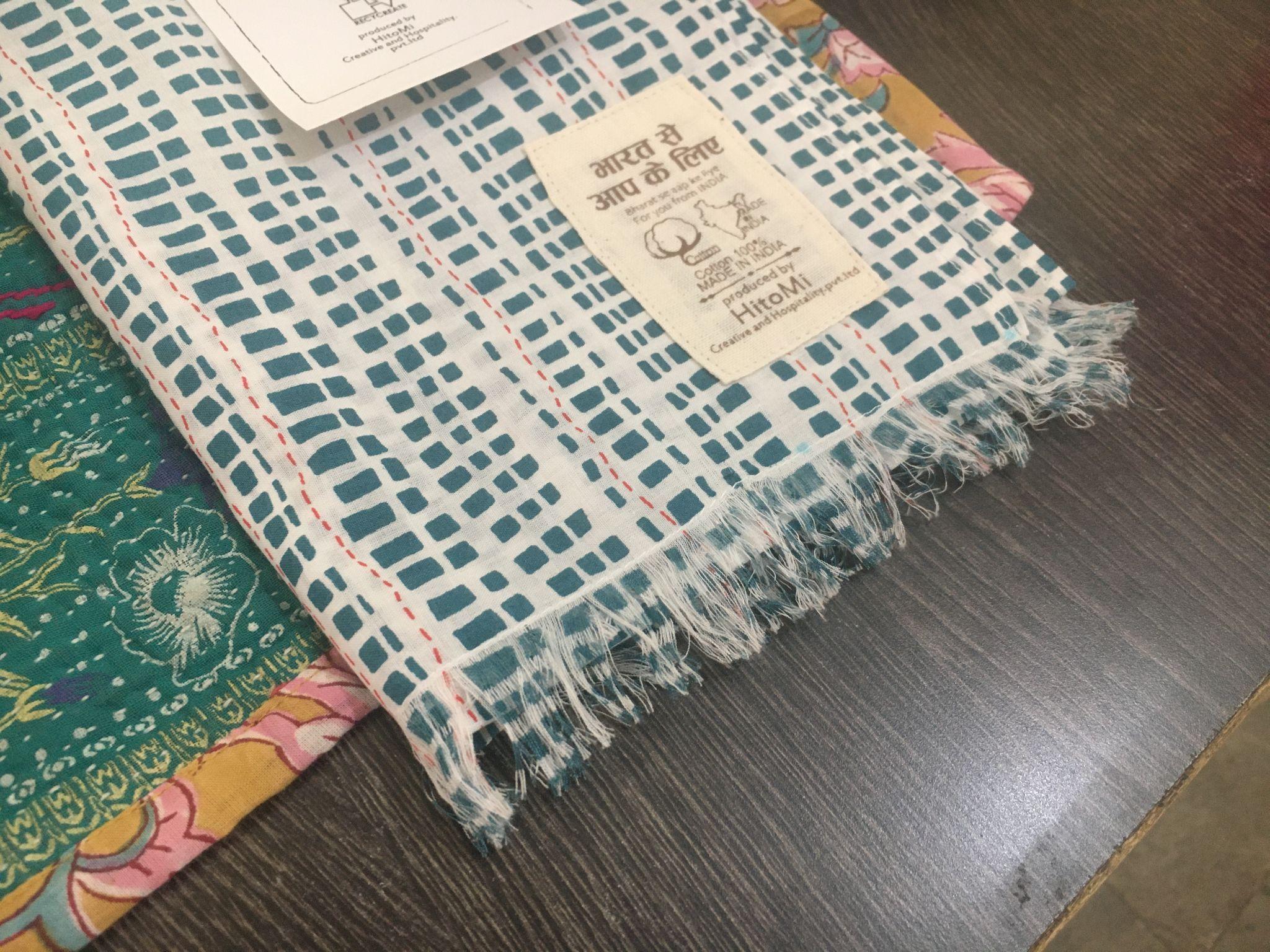 インド布　手ぬぐい